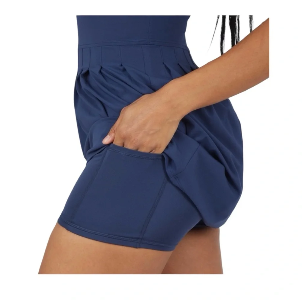 Yogalicious Women's‎ Nudetech Set Navy Blue Sleeveless  Athletic Sports Dress L